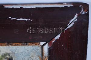 Olvashatatlan jelzéssel: Csonakos, Cca 1880. Olaj, vászon, sérült több helyen, antik keretben 34×54 ...