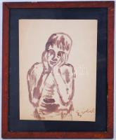 Czóbel jelzéssel: Merengés. Akvarell, papír, üvegezett keretben 27×37 cm