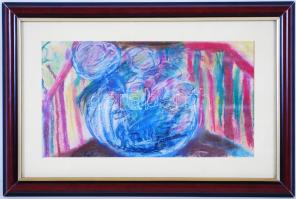 Czóbel jelzéssel: Csendélet. Pasztell, papír, üvegezett keretben 30×48 cm