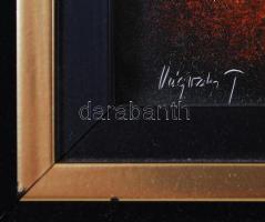 Végvári Tamás (1962-): Hal. Olaj, műanyaglemez, jelzett, üvegezett keretben, 26×26 cm