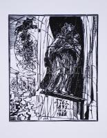 Kőnig Róbert (1951- ): Dort drunt an der Donau. Graphiken von Robert König zur Geschichte der Ungarndeutschen.  Számozott 101/300, mindegyik szignált ,linómetszet, papír, összesen: 22 db