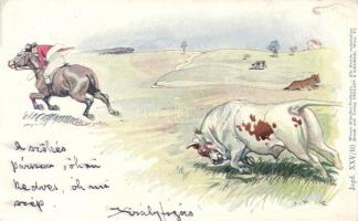 1899 Jagd (Hunting), Wiener Künstlerkarte XXV/10, Philipp und Kramer, s: A. Pock