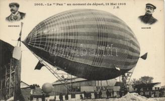 Semi-rigid airship Pax with Augusto Severo and Georges Saché in 12 May 1902, take-off, before the deadly accident