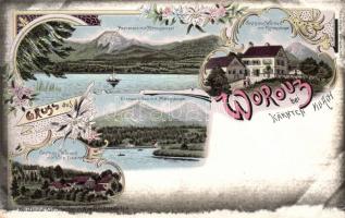 Villach Lake Faak and Lake Eichwald with Mittagskogel, Worouz Hotel, Villa Tobeitz, litho