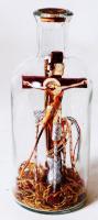 Türelemüveg, Jézus a kereszten, hibátlan állapotban, m: 14 cm