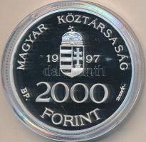 1997. 2000Ft Ag "Integráció az EU-ba-EURO I" T:PP  Dísztokban, tanúsítvánnyal