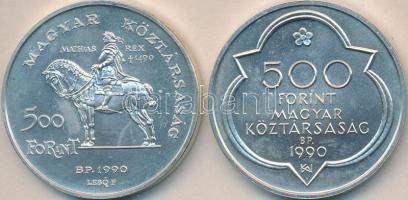 1990. 500Ft Ag + 500Ft Ag "Mátyás király" pár T:BU