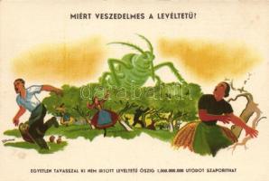 Magyar mezőgazdasági propaganda, levéltetűirtás, s: Szűcs Szabó / Hungarian agricultural propaganda, aphid control, s: Szűcs Szabó
