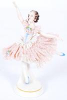 Balerina, Capodimonte , kézzel festett, olasz, jelzett, apró lepattanások több helyen, m:13 cm