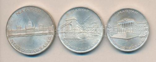 1956. 10Ft + 20Ft + 25Ft Ag "10 éves a Forint" sor T:BU