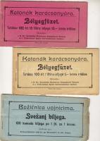 SEGÉLYBÉLYEGEK 1915. 5 klf. teljes Hadsegélyező Hivatali bélyegfüzet 100-100 db klf. névértékű bélyeggel ill. magyar és horvát nyelvű borítókkal