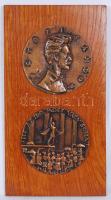 Búza Barna (1910-2010): Petőfi Sándor. 2db bronz plakett, falemezre ragasztva, jelzett, d:94 mm(2x)
