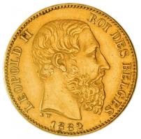 Belgium 1883. 20Fr Au (0.900/6.45g) "II. Lipót" T:2 Belgium 1883. 20 Francs Au (0.900/6.45g) "Leopold II" C:XF