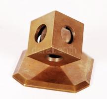 2db bányász emléktárgy: bronz szobor és egy kis kalapács, 7x7x7cm, 22cm