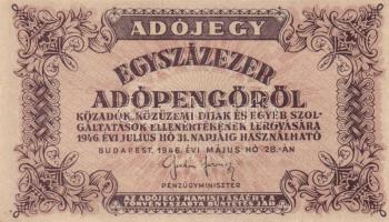 1946. 100.000AP + 500.000AP eltolódott nyomattal T:I-,II