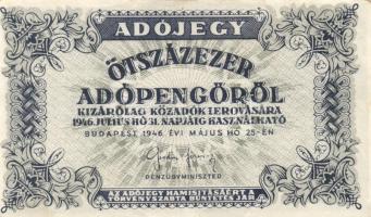 1946. 100.000AP + 500.000AP eltolódott nyomattal T:I-,II