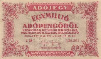 1946. 1.000.000AP fordított címer (2x) T:I-,III