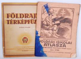 1941 és 1954-es  iskola atlasz, egyik festékes