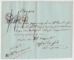 1866 Nyugta 3kr + 15kr okmánybélyeggel + 1kr Hirdetménybélyeggel