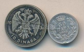 szerbia 1915. 20P Ag + Jugoszlávia 1931. 10D Ag "I. Sándor" T:2-
Serbia 1915. 20 Para Ag +...
