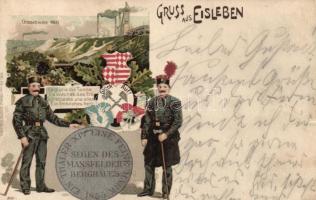 Eisleben Ottoschächte, miners litho