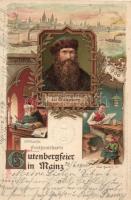 Mainz, Johann Gensfleisch zum Gutenberg anniversary litho s: Carl Guebel