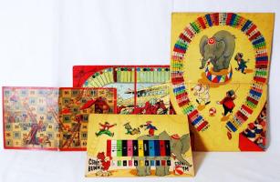 3 db régi karton játéktábla: Lóverseny, szám és zenével kapcsolatos táblák