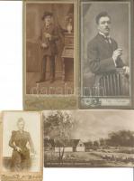 1890-1930 4 db keményhátú portré, valamint 2 db érdekes témájú vegyes fotó + 7 db képeslap a 20-as 70-es évekből
