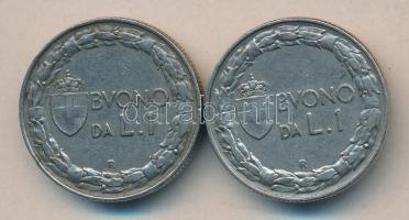 Olaszország 1924. 1L + 1928. 1L T:2-
Italy 1924. 1 Lira + 1928. 1 Lira C:VF