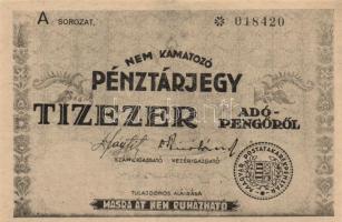 1946. 10.000AP nem kamatozó Pénztárjegy "Másra Át Nem Ruházható" T:II