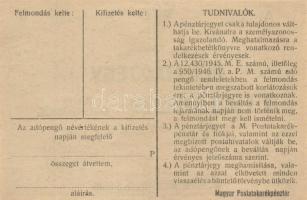 1946. 10.000AP nem kamatozó Pénztárjegy "Másra Át Nem Ruházható" T:II