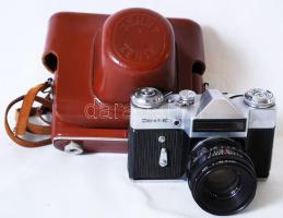 Zenit-E szovjet fényképező, bőrtokban, jó állapotban