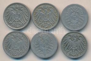 Német Birodalom 1876-1912. 10Pf (6x) klf T:2,2-,3
Germany - Empire 1876-1912. 10 Pfennig (6x) differ...