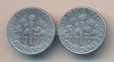 USA 1951. 1d Ag "Mercury" + 1960. 1d Ag "Mercury" T:2-
USA 1951. 1 Dime Ag &quot...