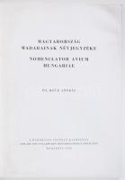 Dr. Keve András: Magyarország madarainak névjegyzéke. Bp., 1960 Madártani Intézet 91p