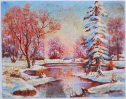 Galgóczi jelzéssel: Téli táj. Olaj, farost, 39×50 cm