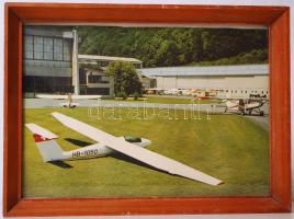 5 db fotó vitorlás repülőkről, üvegezett kereteben, legnagyobb: 38×42 cm