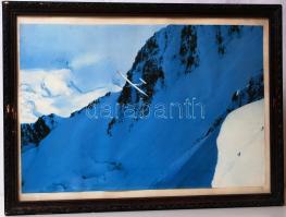 5 db fotó vitorlás repülőkről, üvegezett kereteben, legnagyobb: 38×42 cm