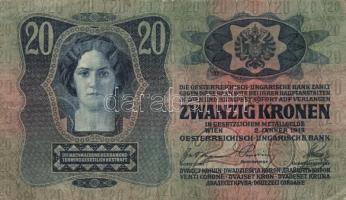 1913. 20K piros "Magyarország" körbélyegzővel és áthúzással érvénytelenítve T:III