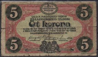 Zalaegerszeg/hadifogolytábor 1916. augusztus 15. 5K arab sorozat és sorszámmal T:IV