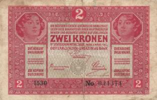 1917. 2K (2x) egyik "Deutschösterreich" felülnyomással + 1923. 100K "T.W" nyomda...