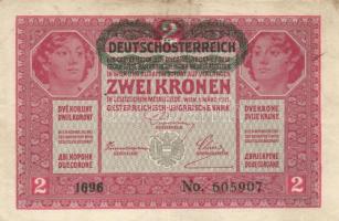 1917. 2K (2x) egyik "Deutschösterreich" felülnyomással + 1923. 100K "T.W" nyomda...