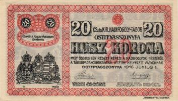 1916. Ostfyasszonyfalva/hadifogolytábor 20K, erősen elcsúszott szériaszámmal T:I