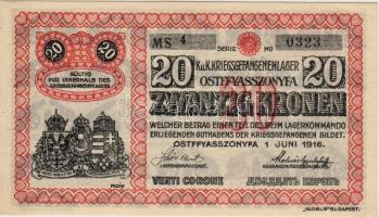 1916. Ostfyasszonyfalva/hadifogolytábor 20K, erősen elcsúszott szériaszámmal T:I