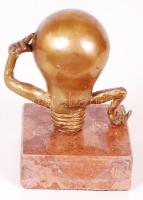 Újítók díja, réz emlékszobor márvány talapzaton, 14x8x8cm