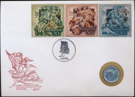 1953. 50f "A Kuruc Szabadságharc 250. évfordulója" érmés bélyeges boríték alkalmi bélyegzővel és bélyegsorral T:2