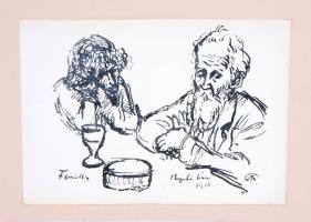 Rippl-Rónai József (1861-1927): Fenella és Ripli bácsi 1910., Cinkográfia, papír, 17×25 cm