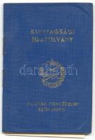 Magyar Honvédelmi Szövetség klubtagsági igazolvány MHSZ-bélyegekkel