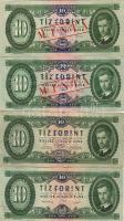 1947+1949. 10Ft "MINTA" lyukasztással T:II; 1957,1960,1962,1969,1975. "MINTA" lyukasztással + piros fny-sal T:I 7klf db