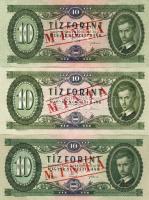 1947+1949. 10Ft "MINTA" lyukasztással T:II; 1957,1960,1962,1969,1975. "MINTA" ly...
